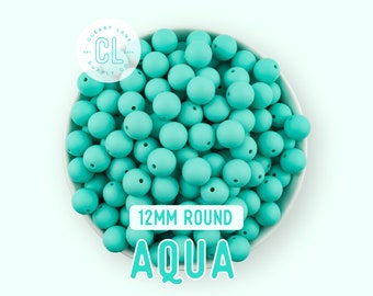 12mm Aqua Silicone Beads, Round Silicone Beads, Silicone Beads, Wholesale Silicone Beads, 100% Food Grade Silicone, Sensory Beads