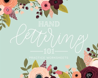 Hand Lettering Practice Worksheets, Handlettering Practice, Script Lettering Worksheets, Modern Calligraphy, Instant Download, 101