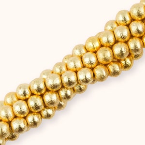 8mm Brushed Gold Round Beads, Gold Round Beads, Round Beads, Gold Spacer Beads, Beads for Jewelry Making, Brushed Gold Beads