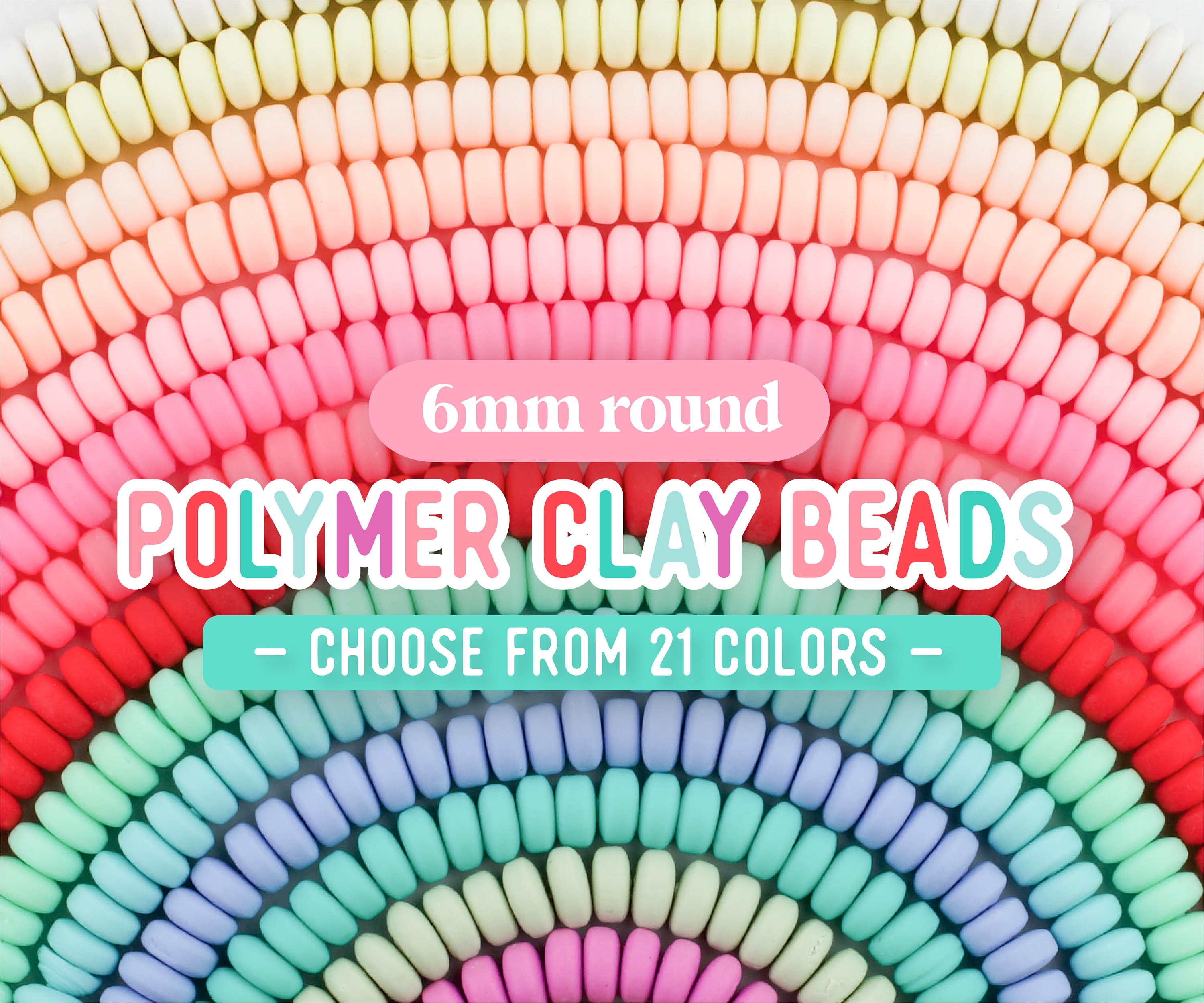 6MM White Polymer Clay Bead Strands