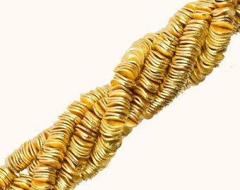 8mm Brushed Gold Wavy Heishi Disc Beads, Gold Wavy Disc Beads, Gold Disc Spacer Beads, Gold Plated Beads, Beads for Jewelry Making