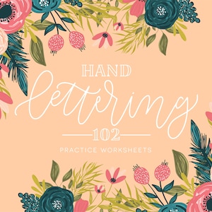 Hand Lettering Worksheets, Handlettering Practice Sheets, Modern Calligraphy Worksheets, Script Lettering, Instant Download, 102