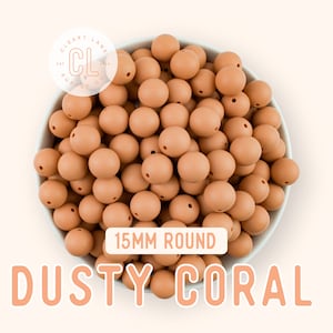 15mm Silicone Beads, Silicone Beads, Round Silicone Beads, Wholesale Silicone Beads, 100% Food Grade Silicone, Sensory Beads, Dusty Coral