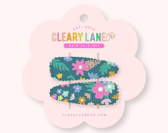Floral Fabric Hair Clips, Colorful Satin Barrettes, Set of 2