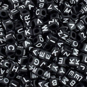 Letter I Alphabet Beads, Black beads with White Letters (7MM) –  TinySupplyShop