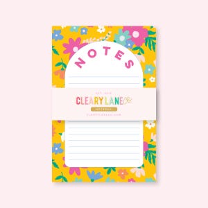 Canary Floral Jungle Notepad, Floral Notepad, Cute Stationery Gift, Floral Stationery Notepad, Cute Office Desk Stationery, 4&quot;x6&quot; Notepad