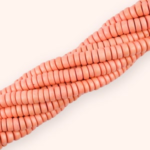 8mm Wood Spacer Beads, Wood Rondelle Beads, Heishi Disc Beads, 8x4mm Wood Round Beads, Heishi Beads, 16 inch strand, Peach