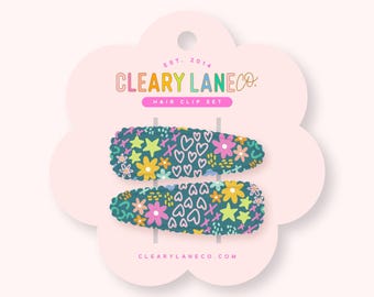 Floral Hair Clip Set, Colorful Fabric Barrettes, Hair Accessories
