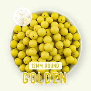 12mm Golden Silicone Beads, Round Silicone Beads, Silicone Beads, Wholesale Silicone Beads, 100% Food Grade Silicone, Sensory Beads