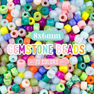 Forte Gemstone Beads, 8x6mm, Gemstone Pony Beads, Gemstone Forte Bracelet Beads, Beads for Bracelet Making, 70 Colors