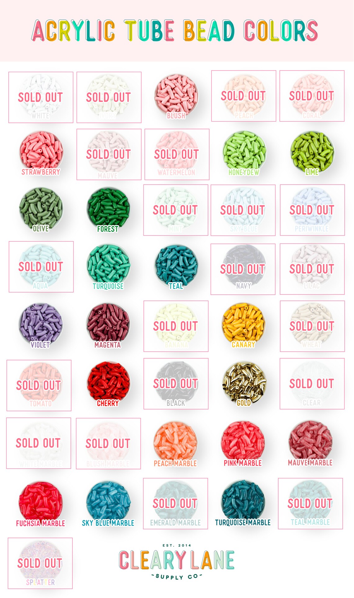 Acrylic Tube Beads 10.5x36mm Acrylic Tube Beads Acrylic Etsy