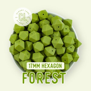 17mm Forest Hexagon Silicone Beads, Silicone Beads, Hexagon Silicone Beads, Wholesale Silicone Beads, Food Grade Silicone, Loose Beads