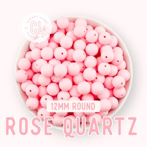 12mm Silicone Beads, Pink Silicone Beads, Round Silicone Beads, Wholesale Silicone Beads, 100% Food Grade Silicone, Rose Quartz