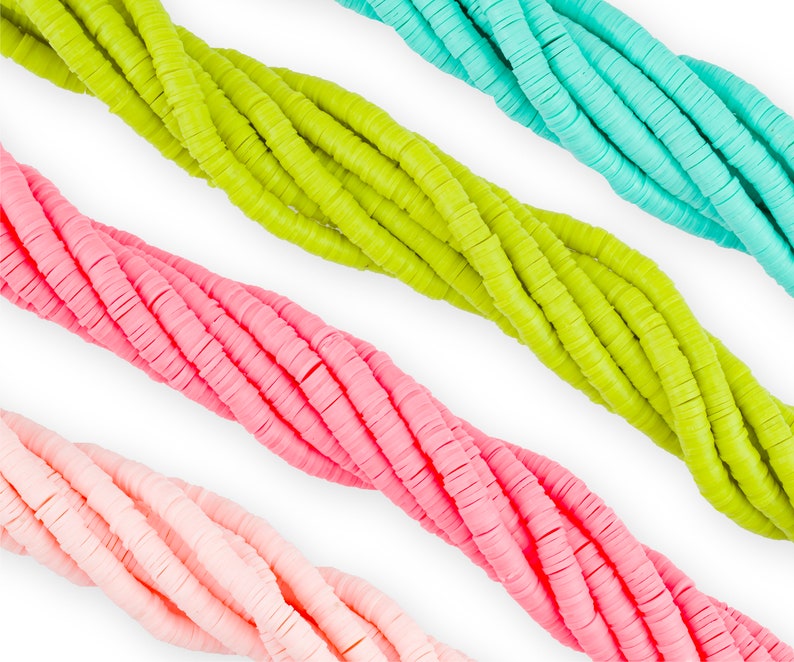 Rainbow Soft African Vinyl Clay Heishi Disc Beads – 4mm 6mm 8mm 10mm – Ny6design