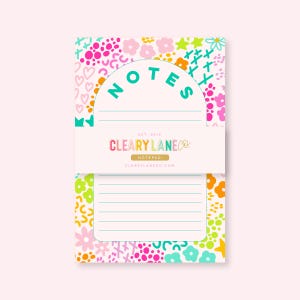 Pink Rainbow Garden Notepad, Floral Notepad, Cute Stationery Gift, Floral Stationery Notepad, Cute Office Desk Stationery, 4&quot;x6&quot; Notepad