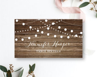 Rustic Wedding Place Card Country Chic Hanging Lights Fall Wedding DIY Wedding Place Cards INSTANT Download PDF Template #CL101
