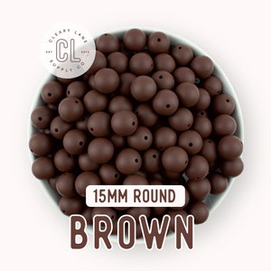 15mm Brown Silicone Beads, Round Silicone Beads, Loose Silicone Beads, Wholesale Silicone Beads, 100% Food Grade Silicone