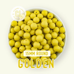 15mm Golden Silicone Beads, Round Silicone Beads, Loose Silicone Beads, Wholesale Silicone Beads, 100% Food Grade Silicone