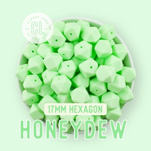 17mm Honeydew Hexagon Silicone Beads, Silicone Beads, Hexagon Silicone Beads, Wholesale Silicone Beads, Food Grade Silicone, Loose Beads