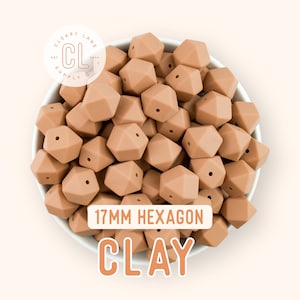 17mm Clay Hexagon Silicone Beads, Silicone Beads, Hexagon Silicone Beads, Wholesale Silicone Beads, Food Grade Silicone, Loose Beads
