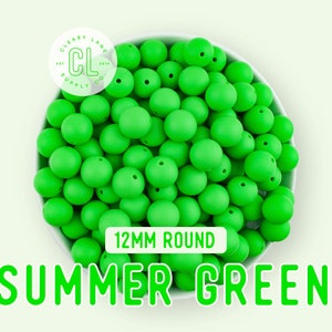 12mm Silicone Beads, Round Silicone Beads, Silicone Beads, Wholesale Silicone Beads, 100% Food Grade Silicone, Sensory Beads, Summer Green