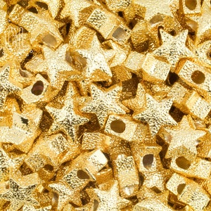 14k Gold Star Forte Beads, 11mm, Gold Plated Star Beads, Forte Gemstone Bracelet, Gold Star Beads, Beads for Jewelry Making