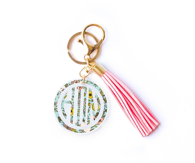 Floral Monogram Keychains Keychains for Women Personalized Etsy
