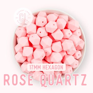 17mm Hexagon Silicone Beads, Silicone Beads, Hexagon Silicone Beads, Wholesale Silicone Beads, Food Grade Silicone, Loose Beads, Rose Quartz