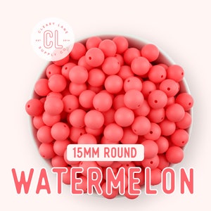 15mm Watermelon Silicone Beads, Silicone Beads, Round Silicone Beads, Wholesale Silicone Beads, 100% Food Grade Silicone, Sensory Beads