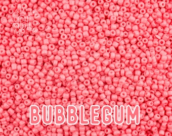 2mm Seed Beads, Glass Seed Beads, 11/0 Seed Beads, Colorful Seed Beads, Japanese Seed Beads, 22g Tube, 6&quot; Tube, 2420 Beads, Bubblegum