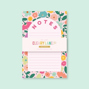 Blush Rainbow Meadows Notepad, Floral Notepad, Cute Stationery Gift, Floral Stationery Notepad, Cute Office Desk Stationery, 4&quot;x6&quot; Notepad