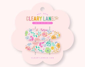 Floral Satin Hair Clips, Colorful Fabric Barrettes (Set of 2)