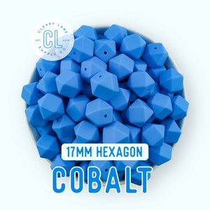 17mm Cobalt Hexagon Silicone Beads, Silicone Beads, Hexagon Silicone Beads, Wholesale Silicone Beads, Food Grade Silicone, Loose Beads