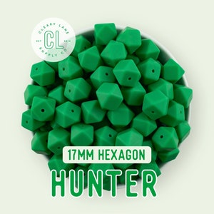 17mm Hunter Hexagon Silicone Beads, Silicone Beads, Hexagon Silicone Beads, Wholesale Silicone Beads, Food Grade Silicone, Loose Beads
