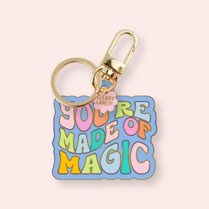 You’re Made of Magic Enamel Keychain, Gold Enamel Keychain, Gold Bag Charm, Key Holders Purse Charm, Women Bag Accessories