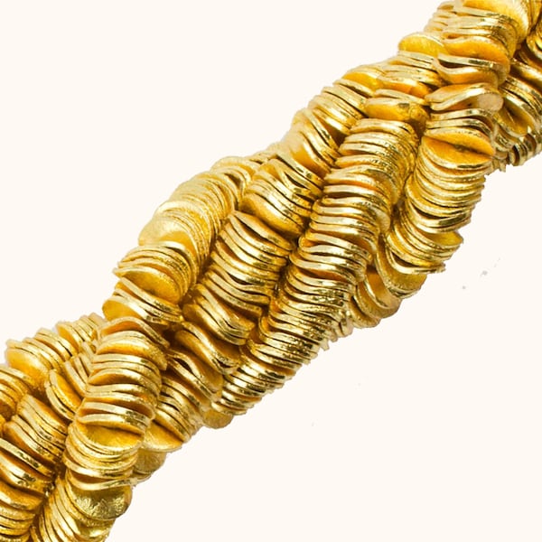 10mm Brushed Gold Wavy Heishi Disc Beads, Gold Wavy Disc Beads, Gold Disc Spacer Beads, Gold Plated Beads, Beads for Jewelry Making