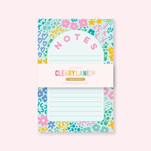 Mint Rainbow Garden Notepad, Floral Notepad, Cute Stationery Gift, Floral Stationery Notepad, Cute Office Desk Stationery, 4&quot;x6&quot; Notepad