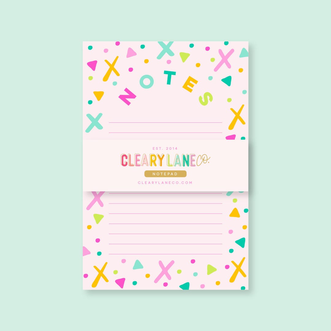 Pink Rainbow Shapes Notepad, Colorful Notepad, Cute Stationery Gift ...