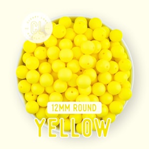 12mm Yellow Silicone Beads, Round Silicone Beads, Silicone Beads, Wholesale Silicone Beads, 100% Food Grade Silicone, Sensory Beads