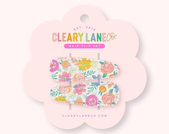 Floral Fabric Hair Clips, Colorful Hair Accessories (Set of 2)