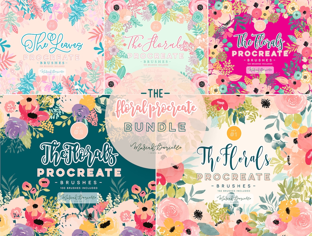 502 Floral Stamp Brushes, Procreate Brush Set (digital Download) - Etsy