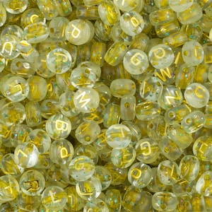 Gold Glitter Alphabet Beads, Round Alphabet Letter Beads, Acrylic Letter Beads, 7mm Alphabet Letter Beads, Name Beads, ABC Letter Beads