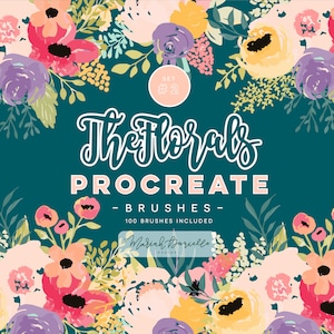 Floral Procreate Brushes, 100 Watercolor Procreate Brushes, Stamp Brushes, Procreate App, Ipad Pro, Flower Procreate Brushes, The Florals #2