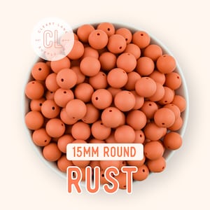 15mm Silicone Beads, Silicone Beads, Round Silicone Beads, Wholesale Silicone Beads, 100% Food Grade Silicone, Sensory Beads, Rust
