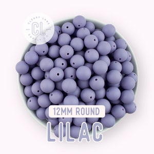 12mm Lilac Silicone Beads, Round Silicone Beads, Silicone Beads, Wholesale Silicone Beads, 100% Food Grade Silicone, Sensory Beads