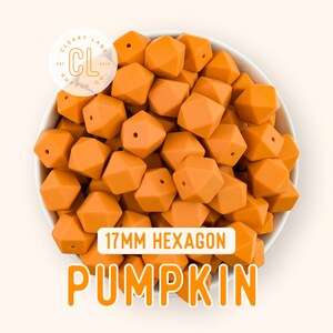 17mm Hexagon Silicone Beads, Silicone Beads, Hexagon Silicone Beads, Wholesale Silicone Beads, Food Grade Silicone, Loose Beads, Pumpkin