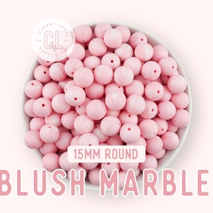 15mm Silicone Beads, Blush Marble Silicone Beads, Round Silicone Beads, Wholesale Silicone Beads, 100% Food Grade Silicone, Sensory Beads