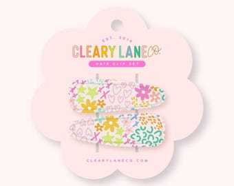 Floral Fabric Hair Clips, Colorful Barrette Set