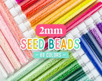 2mm Seed Beads, Glass Seed Beads, 11/0 Seed Beads, Colorful Seed Beads, Japanese Seed Beads, 22g Tube, 6" Tube, 2420 Beads, 68 Colors