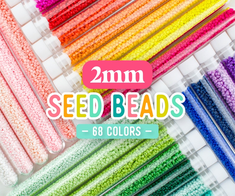 2mm Seed Beads, Glass Seed Beads, 11/0 Seed Beads, Colorful Seed Beads, Japanese Seed Beads, 22g Tube, 6 Tube, 2420 Beads, 68 Colors image 1